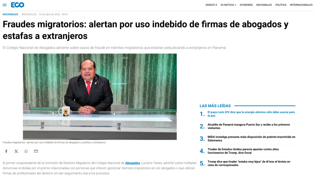 Panama residences. Firmas prestadas y suplantación: prácticas de Residencias en Panamá bajo investigación.